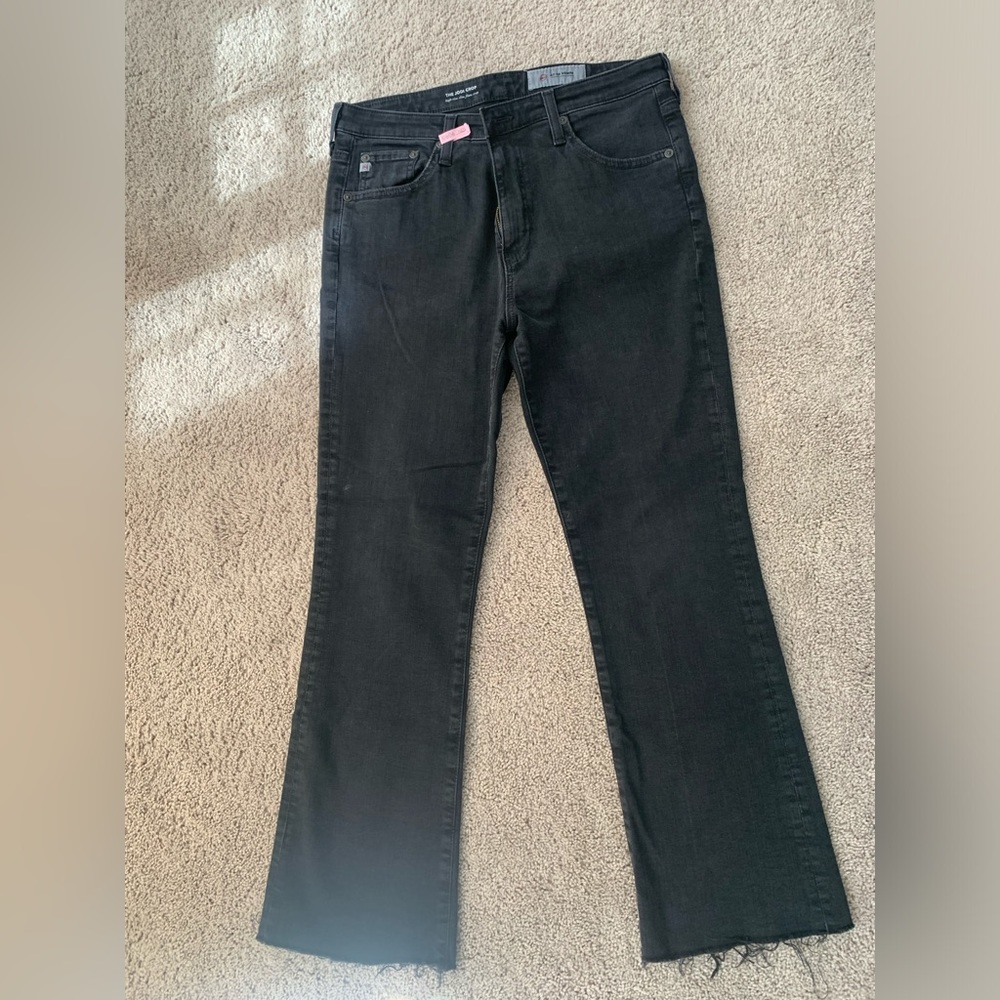 AG ‘The Jodi Crop’ High Rise Slim Flare Black Denim